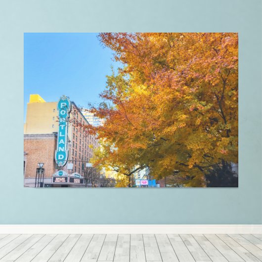 Portland Cityscape in de herfst Canvas Afdruk (Insitu (Houten vloer))
