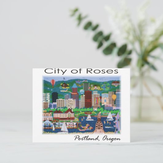 Portland~ de stad Rozen Briefkaart (Staand voorkant)