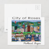 Portland~ de stad Rozen Briefkaart (Voorkant / Achterkant)