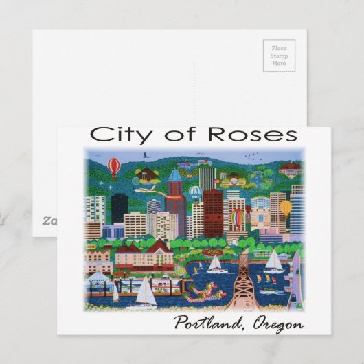 Portland~ de stad Rozen Briefkaart (Voorkant / Achterkant)