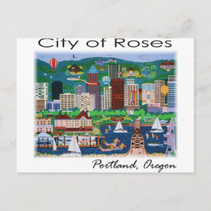 Portland~ de stad Rozen Briefkaart