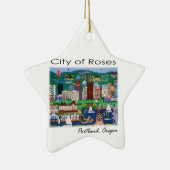 Portland~ de stad Rozen Keramisch Ornament (Rechts)