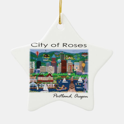 Portland~ de stad Rozen Keramisch Ornament (Voorkant)