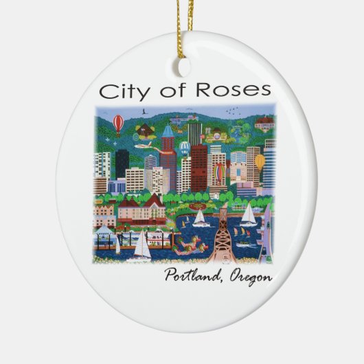 Portland~ de stad Rozen Keramisch Ornament (Links)