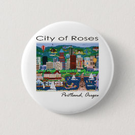 Portland~ de stad Rozen Ronde Button 5,7 Cm