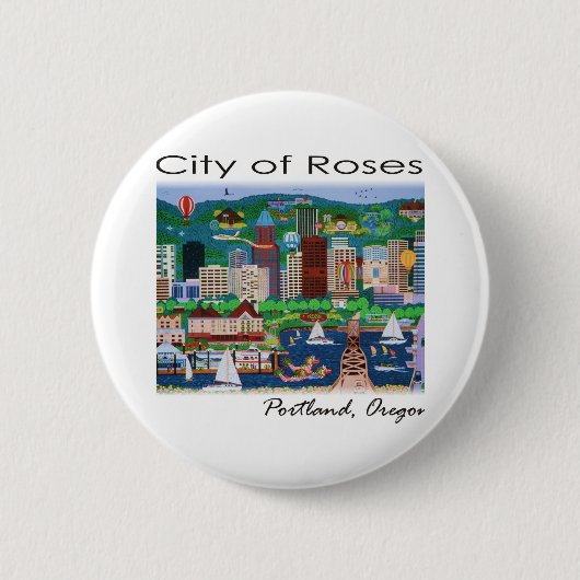 Portland~ de stad Rozen Ronde Button 5,7 Cm (Voorkant)