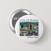 Portland~ de stad Rozen Ronde Button 5,7 Cm (Voorkant /achterkant)