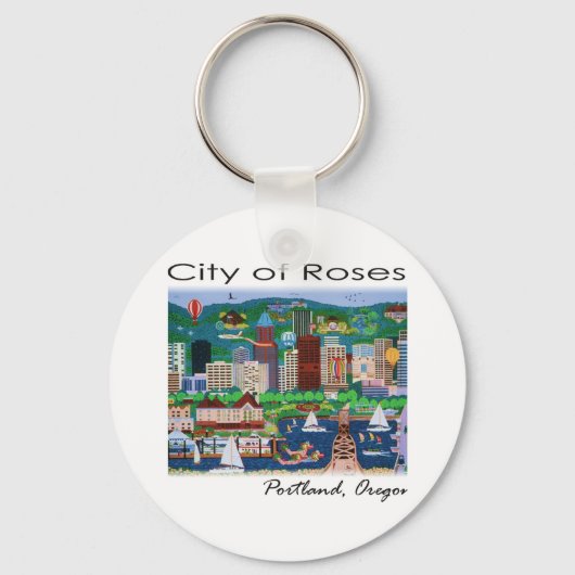 Portland~ De Stad van Rozen Sleutelhanger (Voorkant)