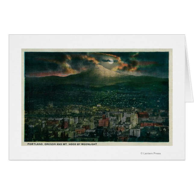 Portland en Mt. Hood door Moonlight (Voorkant Horizontaal)