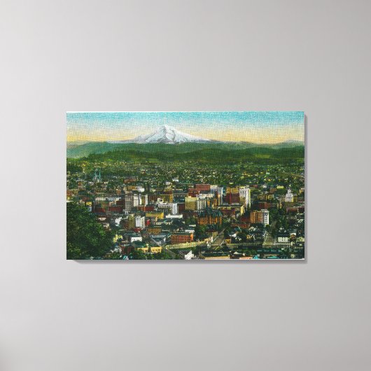 Portland en Mt. Hood op afstand Canvas Afdruk (Voorkant)