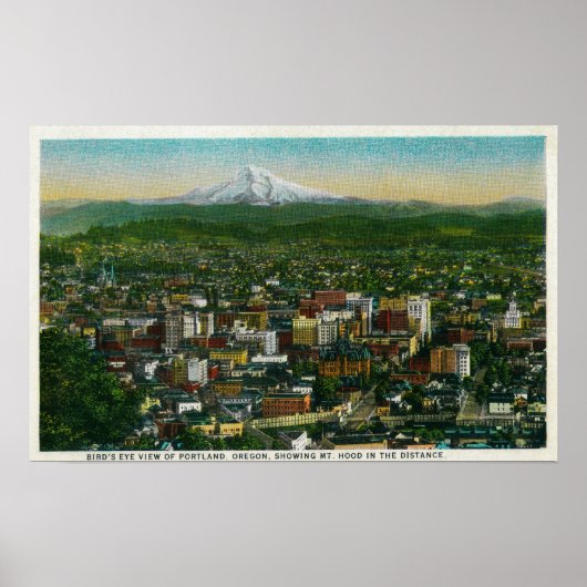 Portland en Mt. Hood op afstand Poster (Voorkant)