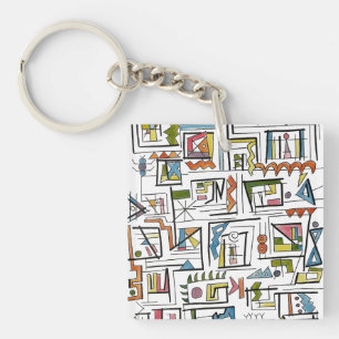 Portland-Fantastisch Abstract Geometrisch Aquarel  Sleutelhanger