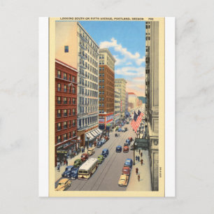 Portland Fifth Avenue Vintage Straattram Portret Briefkaart