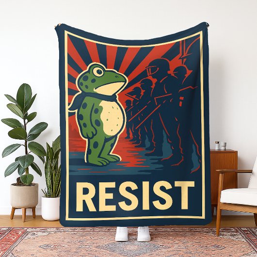 Portland Frog Protest Fleece Deken