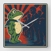Portland Frog Protest Vierkante Klok (Voorkant)