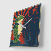 Portland Frog Protest Vierkante Klok (Hoek)