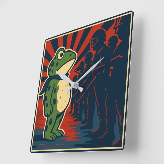 Portland Frog Protest Vierkante Klok (Hoek)