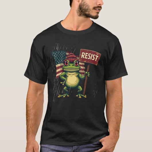 Portland Frog Vintage Political Satire T-shirt (Voorkant)