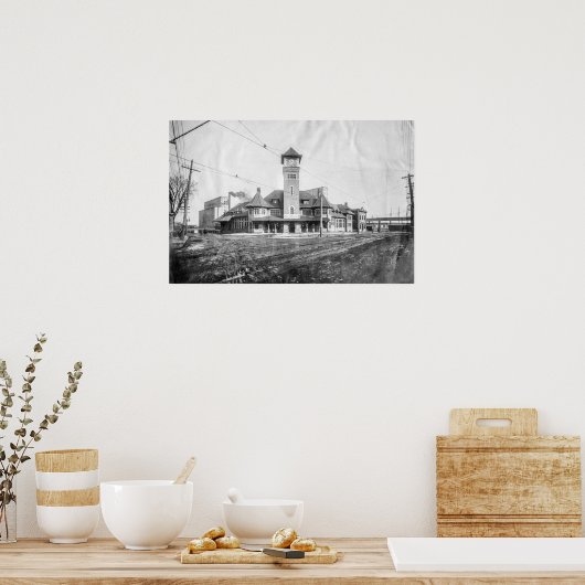 Portland Grand Trunk Depot BW Poster (Keuken)