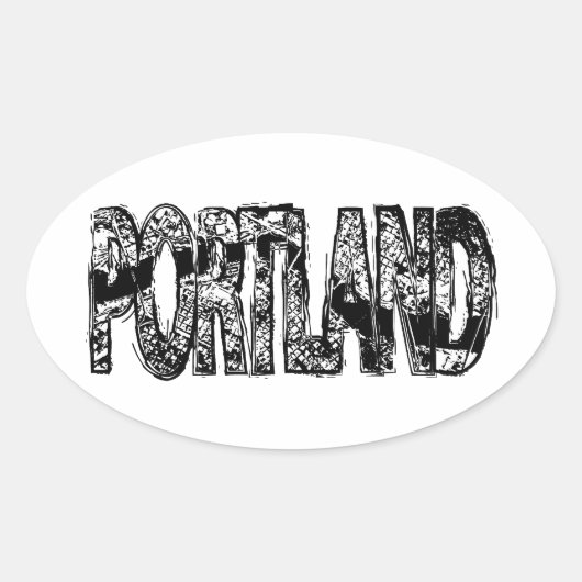 Portland Grunge kaart Ovale Sticker (Voorkant)