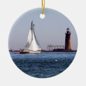 Portland Harbor Sailing by Ram Island Ledge Keramisch Ornament (Voorkant)