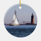 Portland Harbor Sailing by Ram Island Ledge Keramisch Ornament (Achterkant)