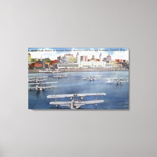 Portland Harbour-Uitzicht van de openbare markt Canvas Afdruk