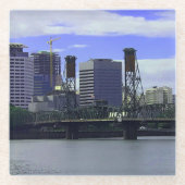 Portland Hawthorne Bridge #1 Glass Onderzetter Glazen Onderzetter (Voorkant)