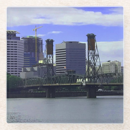 Portland Hawthorne Bridge #1 Glass Onderzetter Glazen Onderzetter (Voorkant)