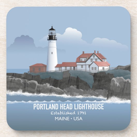 Portland Head Leuchttoren Bier Onderzetter (Voorkant)