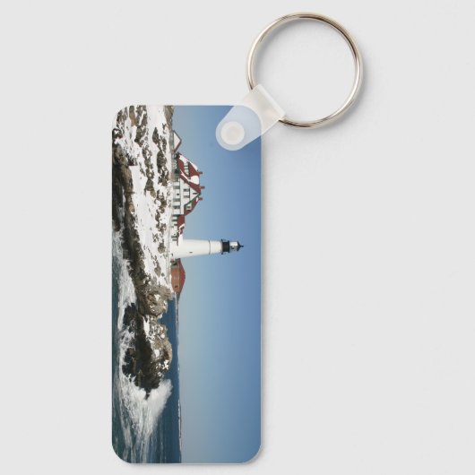 Portland Head Lichte winter in Maine Sleutelhanger (Achterkant)