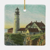 Portland Head Light Aquarel Keramisch Ornament (Achterkant)