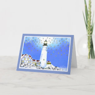 Portland Head Light beroemd gemaakt door Brigid O' Feestdagen Kaart