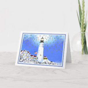 Portland Head Light beroemd gemaakt door Brigid O' Feestdagen Kaart