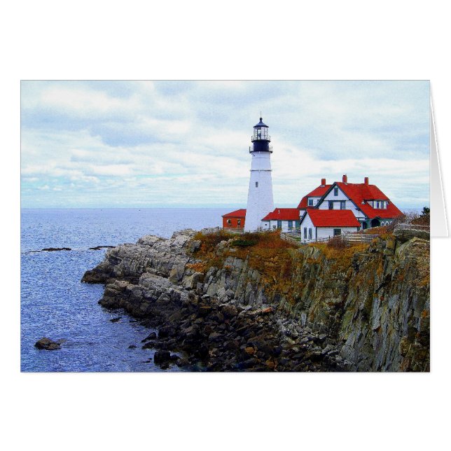 Portland Head Light House, Maine, Card (Voorkant Horizontaal)