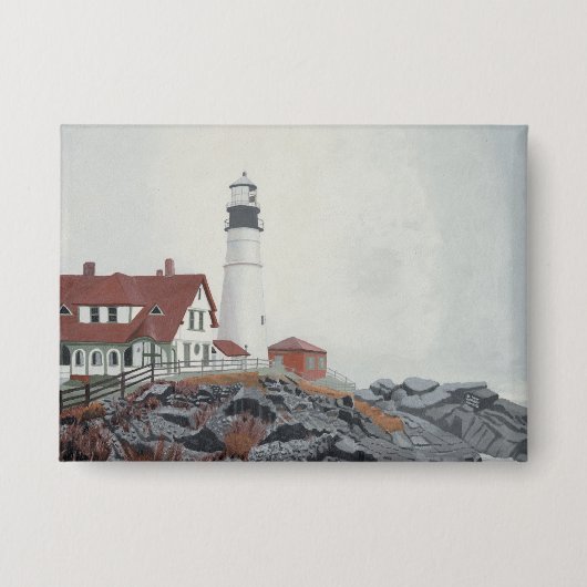 Portland Head Light in Mist Button (Voorkant)