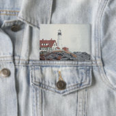 Portland Head Light in Mist Button (Insitu)