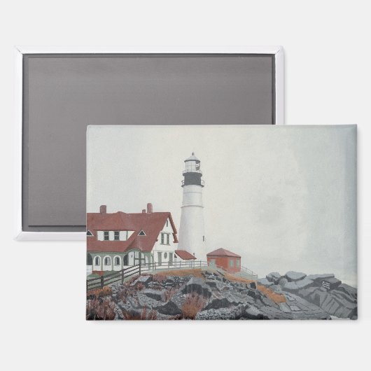 Portland Head Light in Mist Magneet (Voorkant / Achterkant)
