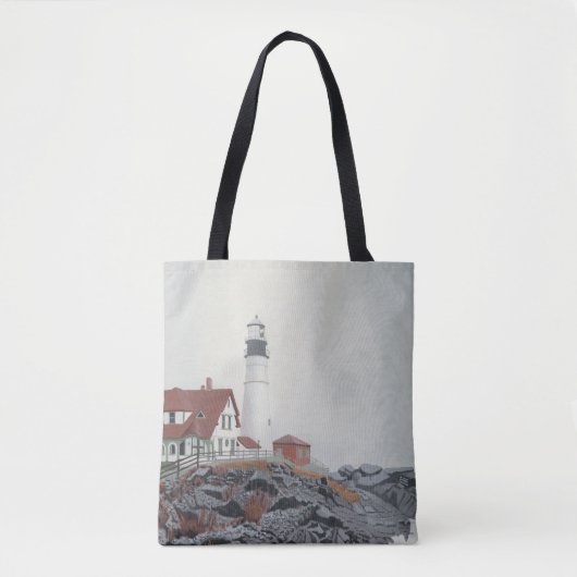 Portland Head Light in Mist Tote Bag (Voorkant)