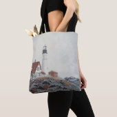 Portland Head Light in Mist Tote Bag (Dichtbij)