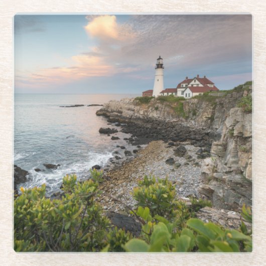 Portland Head Light | Kaapse Elizabeth, ME Glazen Onderzetter (Voorkant)