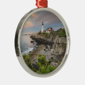 Portland Head Light | Kaapse Elizabeth, ME Metalen Ornament (Rechts)
