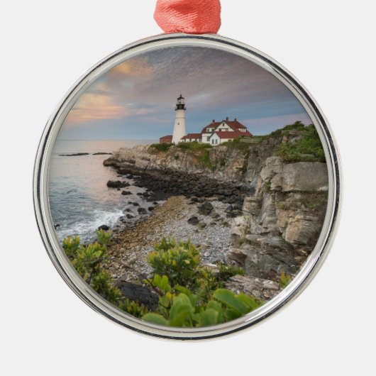 Portland Head Light | Kaapse Elizabeth, ME Metalen Ornament (Voorkant)