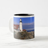 Portland Head Light Lighthouse Maine Tweekleurige Koffiemok (Voorkant links)