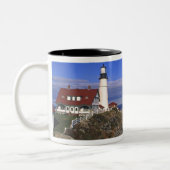 Portland Head Light Lighthouse Maine Tweekleurige Koffiemok (Links)