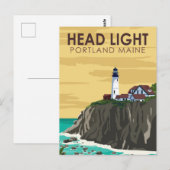 Portland Head Light Maine  Art Briefkaart (Voorkant / Achterkant)