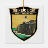 Portland Head Light Maine  Art Keramisch Ornament (Achterkant)