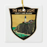Portland Head Light Maine  Art Keramisch Ornament<br><div class="desc">Portland Head Lichte vectorillustratie. Portland Head Light is een historische vuurtoren in Kaapse Elizabeth,  Maine. Het is in 1791 de oudste vuurtoren van Maine.</div>