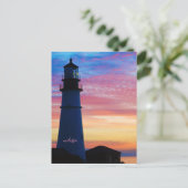Portland Head Light Pink Sunrise Maine Lighthouse Briefkaart (Staand voorkant)