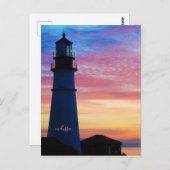 Portland Head Light Pink Sunrise Maine Lighthouse Briefkaart (Voorkant / Achterkant)